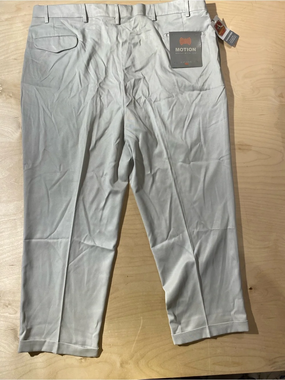 Savane Men's Motion Stretch Dress Pants - Light Gray 46 x 28 (SX)